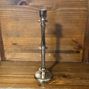 Modern Elegant 14" Tall Polished Aluminum Candlestick Candle Holder (Flaw)